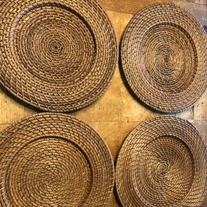 Set of 4 Rattan Quality Chargers Plates Placemat Dining Boho Coastal